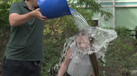 Tween Girl Takes Ice Bucket Challenge Stock Footage.